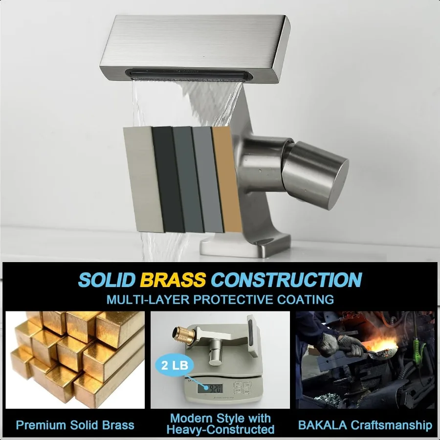 بالوعة الحمام الحنفيات نحى النيكل شلال الحمام صنبور 1 حفرة مقبض واحد النحاس الحمام صنبور سطح جبل مع 2 ply