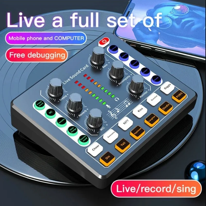 M8 Sound Card Live Broadcast Audio Interface Podcasting Device Caster With Premium Mic Preamplifier Sound Card Easy To Use