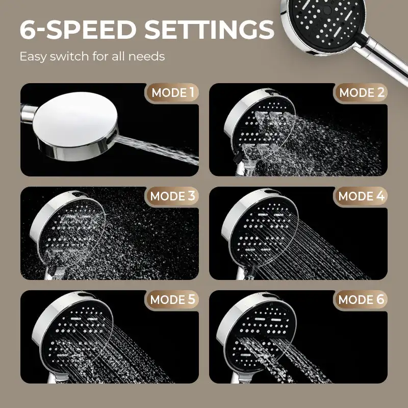 Multi-Functional High Pressure Handheld Shower Head 5-Modes Large Panel Booster Showerhead Bathroom Shower Accessories