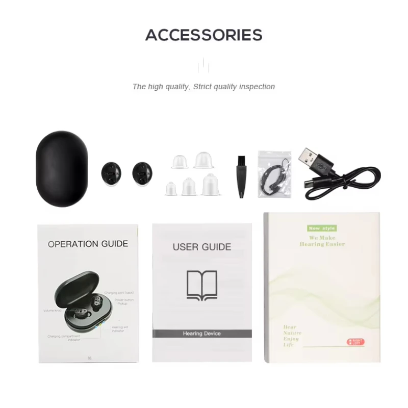 Portable Mini CIC Invisible Rechargeable  Ear Adjustable Hearing Aid For The Deaf Elderly People