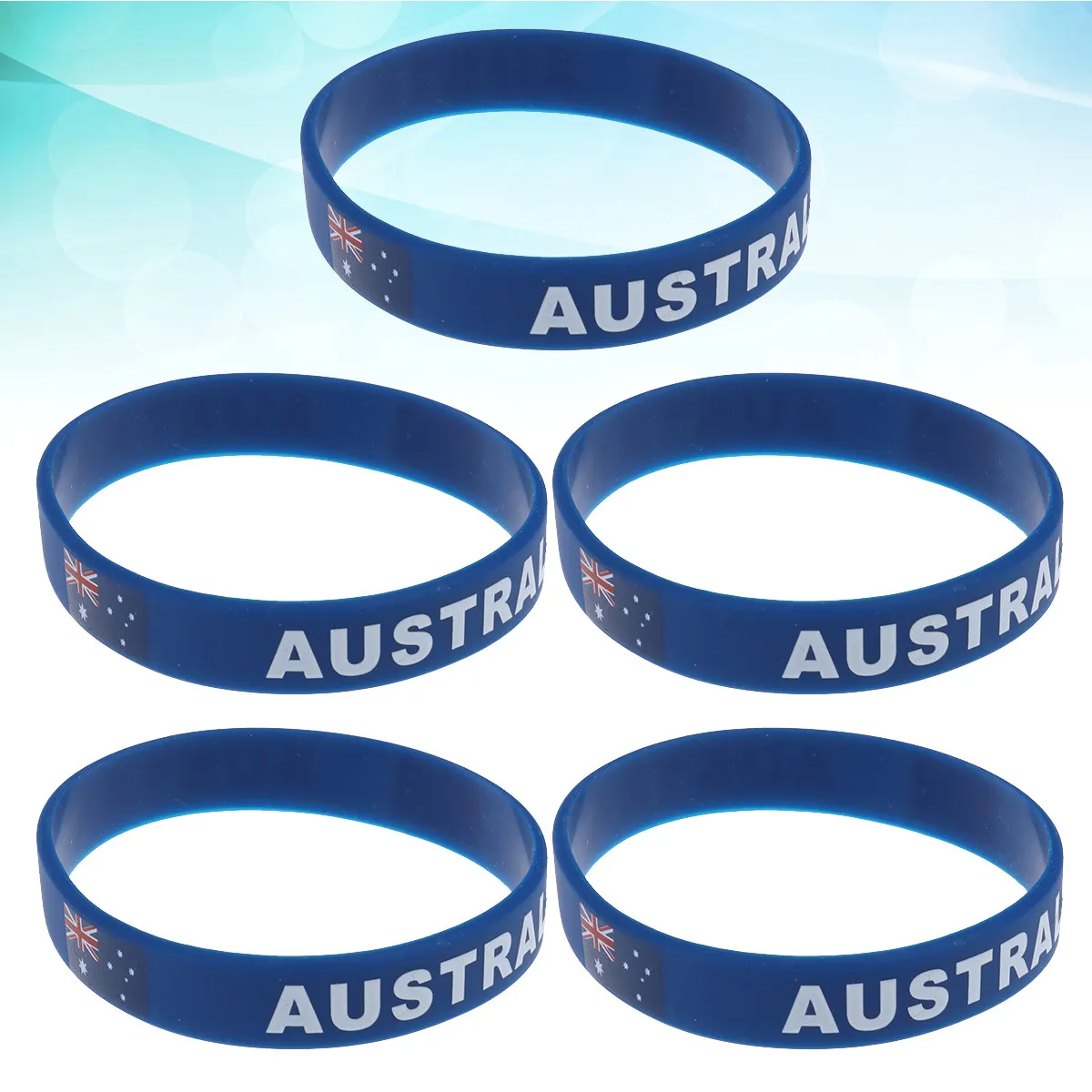 5Pcs Australian Flag Rubber Wristband Silicone Sports Bracelet Patriotic Fan Accessory for Football Match Support