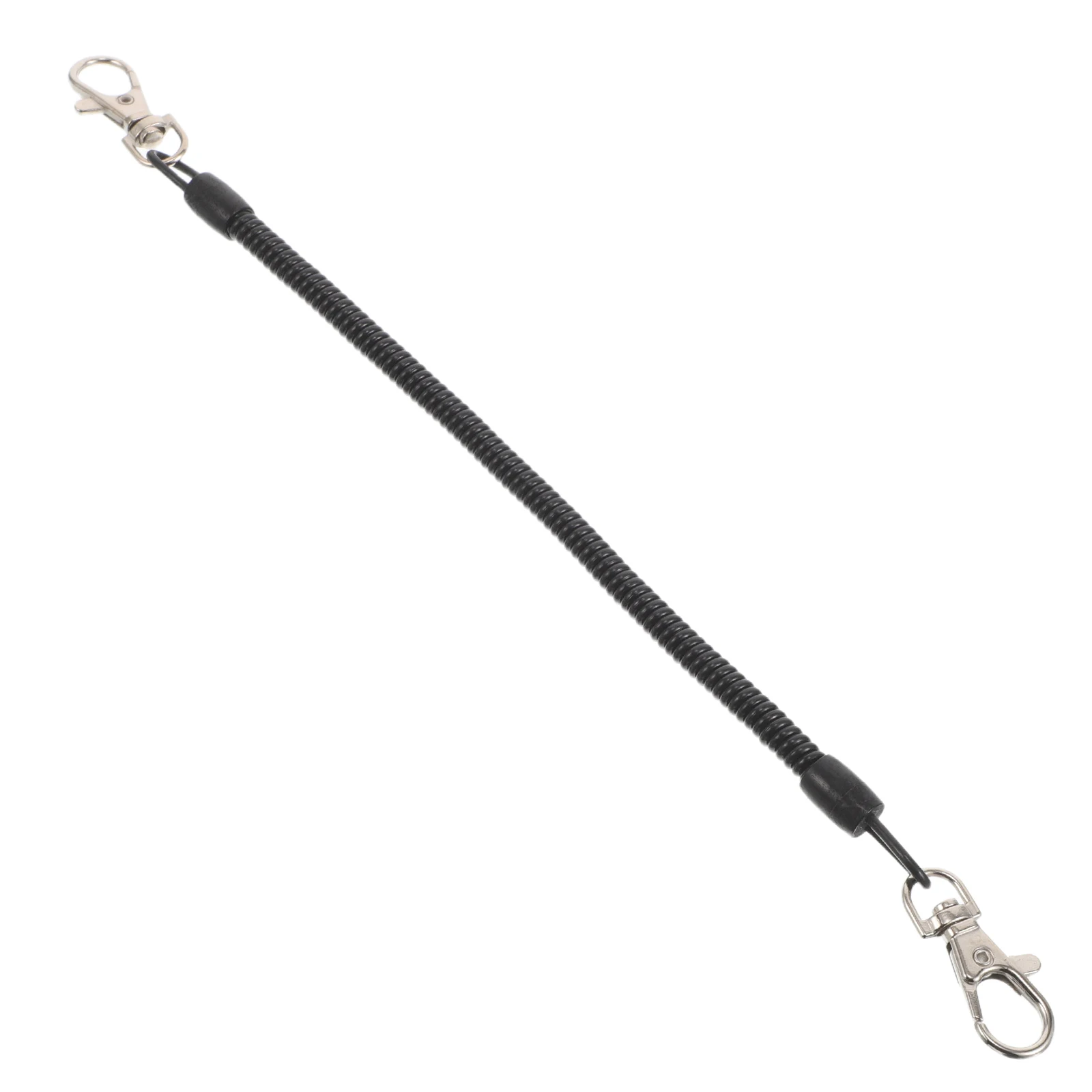 

1PC Fishing Anti-loss Buckle Rope Lanyard Tether Black Plated Metal Coiled Retractable Safety Tool Ropes Wire Clip Fishing