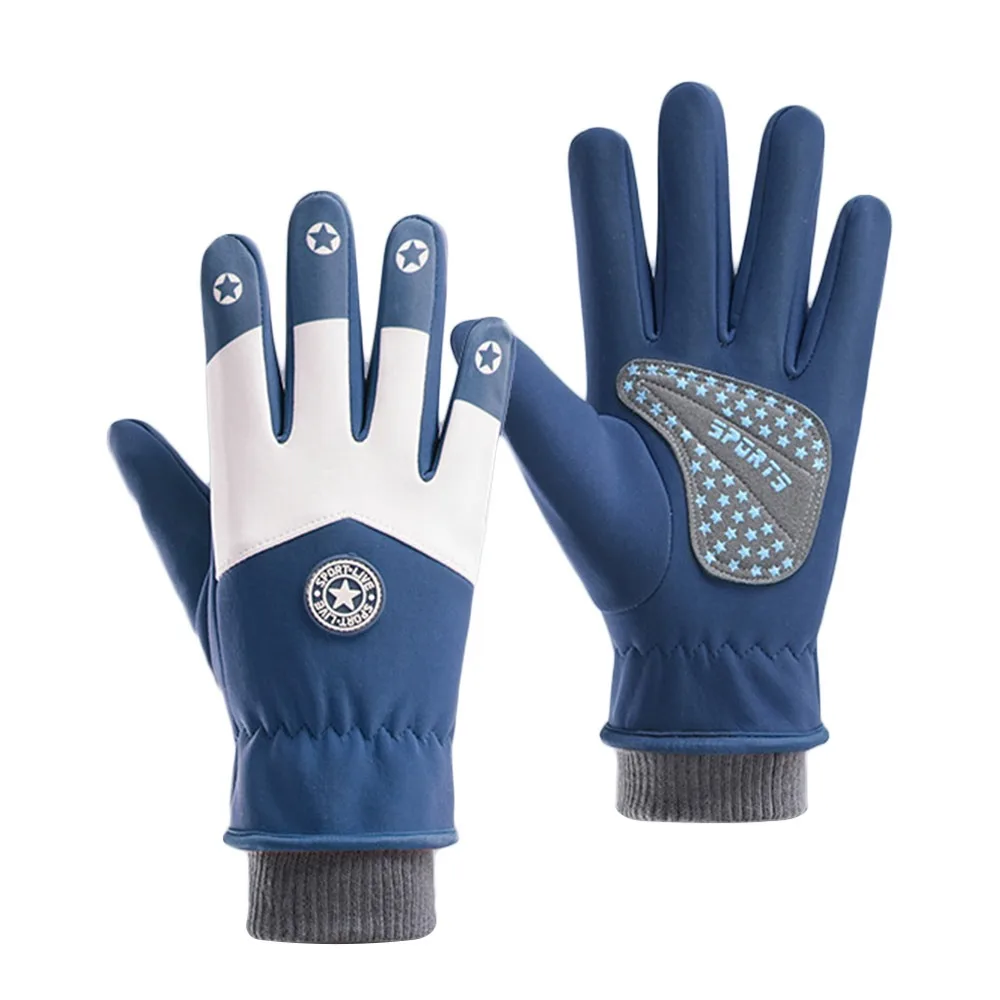 

Non-slip Winter Gloves Full-finger Plus Velvet Cycling Riding Mittens Waterproof Warm Children Bicycle Gloves for Boys Girls