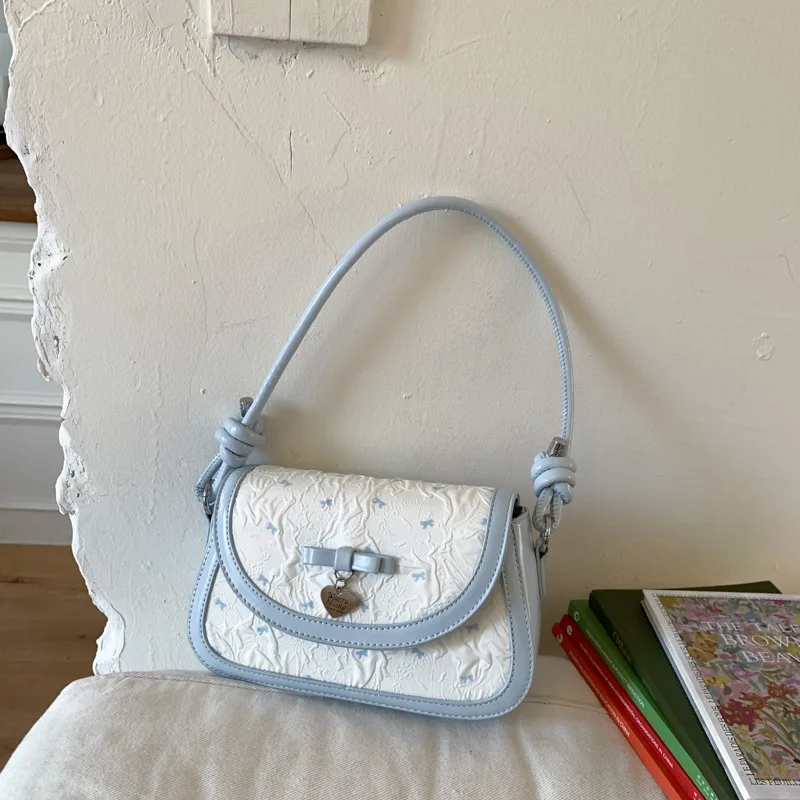 

Spring New French Bow Shoulder Bag Women Fashion Simple Crossbody Bag High Value Fashionable and Versatile Commuting Bag