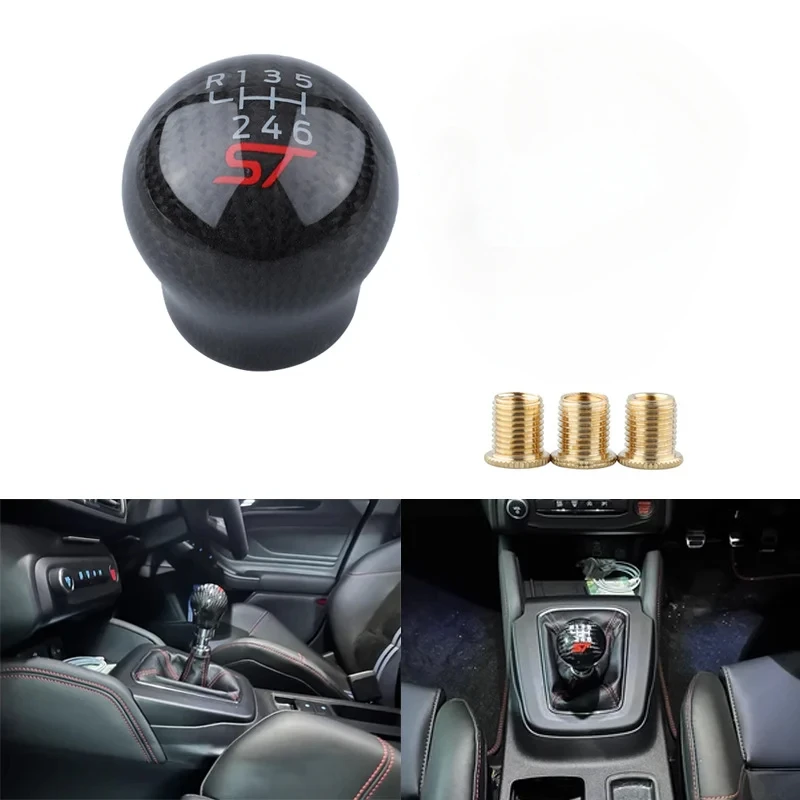 Car Manual Transmission 6 Speed Racing Carbon Fiber Gear Shifter Lever Handball Knob For Ford Focus Fiesta ST line