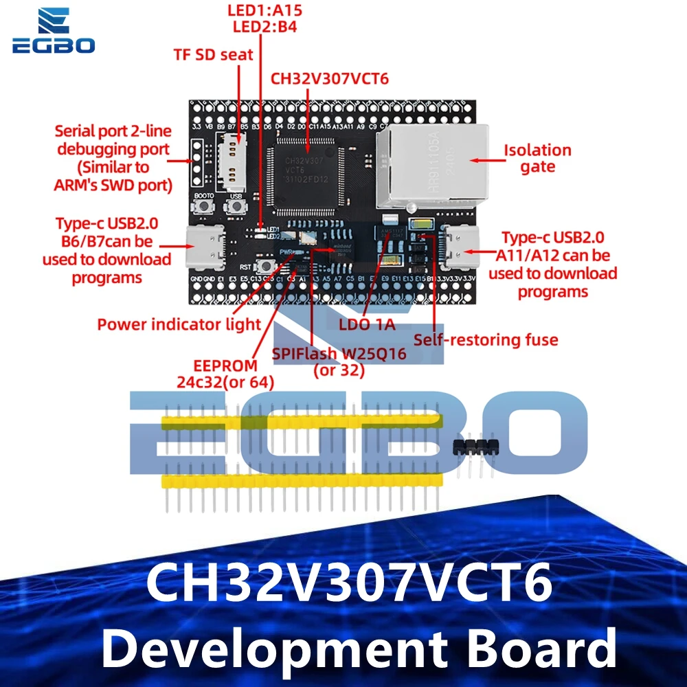 لوحة تطوير ch32v30vCT6 ، دعم 7core ، RT-على متن الطائرة ، وحدات تحكم RISCV 32 بت ، اردوينو ،