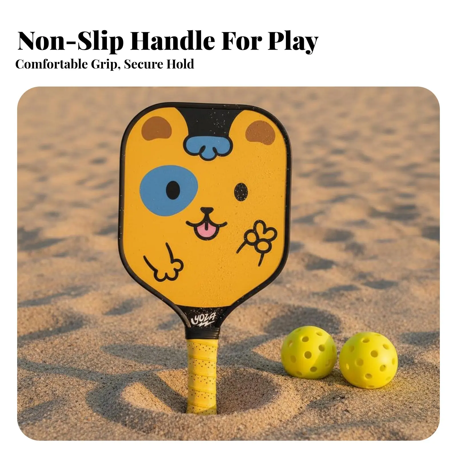 

Kids Pickleball Paddle Small Grip Junior Pickleball Paddle Fun Designs Sturdy Reinforced Border for Beginners, Beach