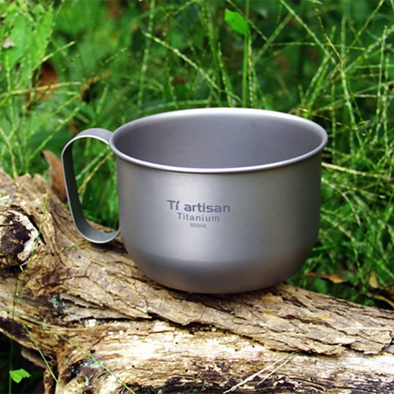 

Кофейная кружка Tiartisan 500 мл, титановая чашка, портативная посуда для отдыха на открытом воздухе, путешествий, кемпинга, пикника, титановая чашка для воды, Ta8351