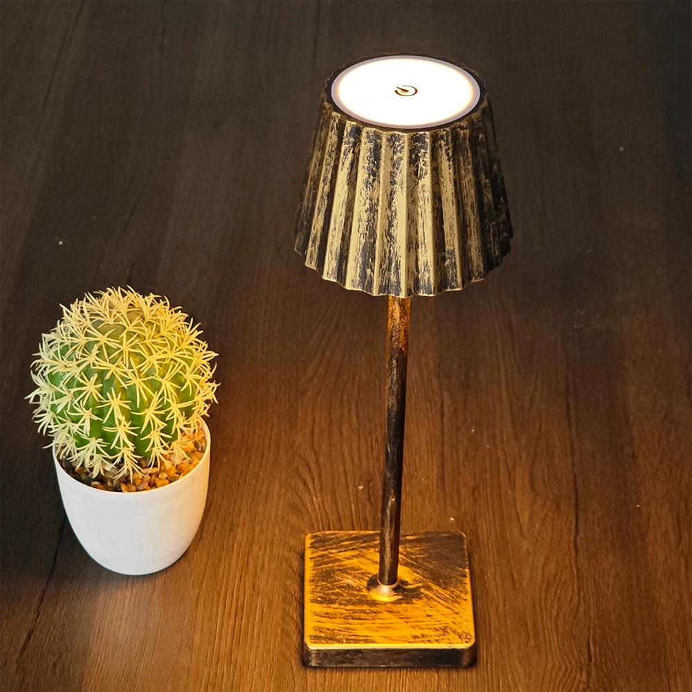 Cordless LED Desk Lamp Touch Control Wireless Table Lamps USB Rechargeable 3 Color Stepless Dimming Atmosphere Lights