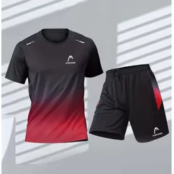 HEAD Men's Sport T-shirt And Shorts Set Summer Men's Tennis Sport Short Sleeve Top Football Training Badminton Sport Shorts