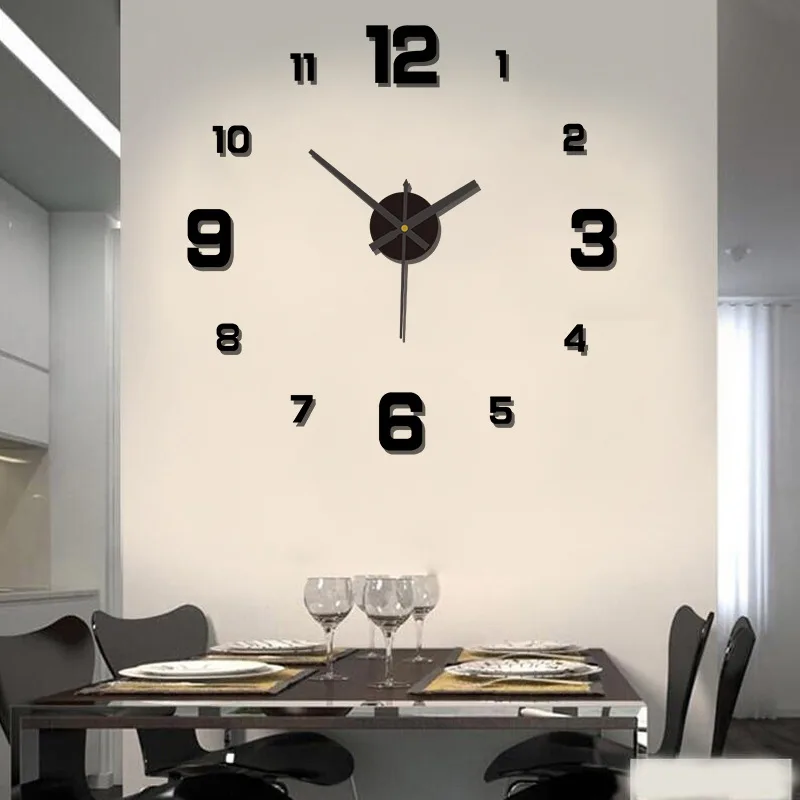 DIY Creative Frameless Wall Clock Wall Mechanism With Arrows Decal Home Silent Clock Living Room Office Wall Decoration