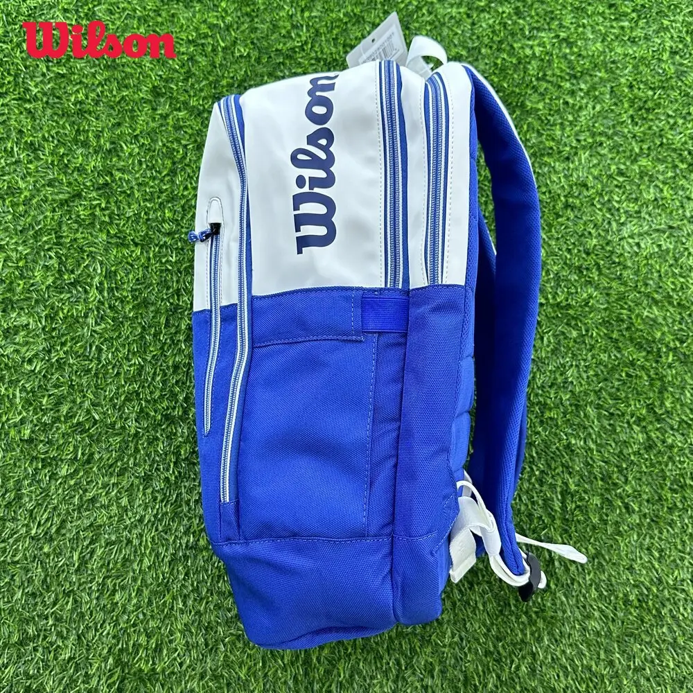 Wilson US Open Super Tour 2 Pack Racquets Bag Team White Blue Lightweight Racket Backpack Large Tennis Bag with Heat Insulation