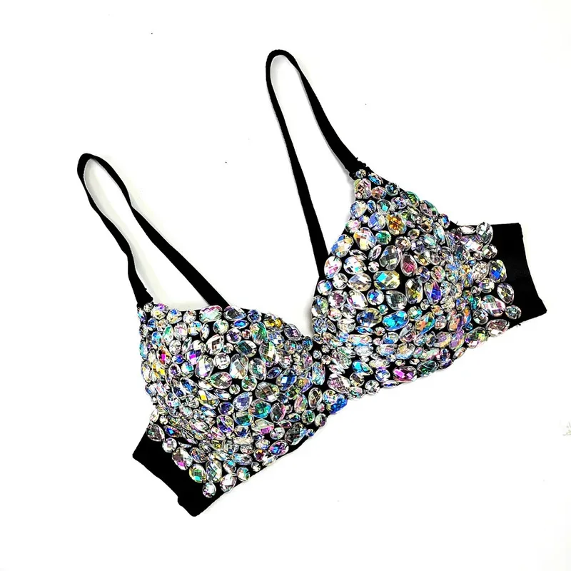 

asdh8@Clubwear Sexy Diamond Beaded Bikini Bra Top For Women Nightclub Party Bustier Corset Ultra-Short Backless Slim Cropped Top