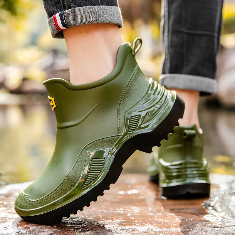 Rain Shoes for Men Waterproof, Anti-slip and Wear-resistant Short Rain Boots Fishing Rubber Shoes Kitchen Water Shoes 2026 New