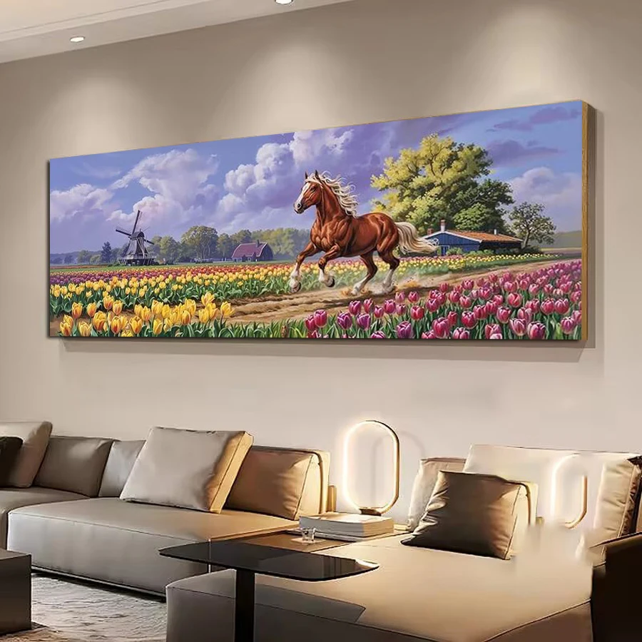 Diy Diamond Art Painting Kits Extra Large Size Animal Horse Flowers Full Drill Landscape Mosaic Embroidery Picture Wall Decor
