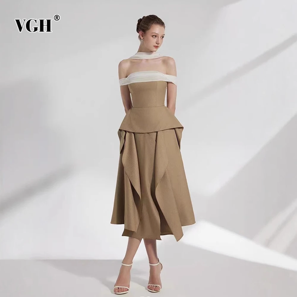 

Temperament Slimming Two Piece Sets For Women Slash Neck Off The Shoulder Sleeve Top High Waist Skirt Casual Set Female Fashion