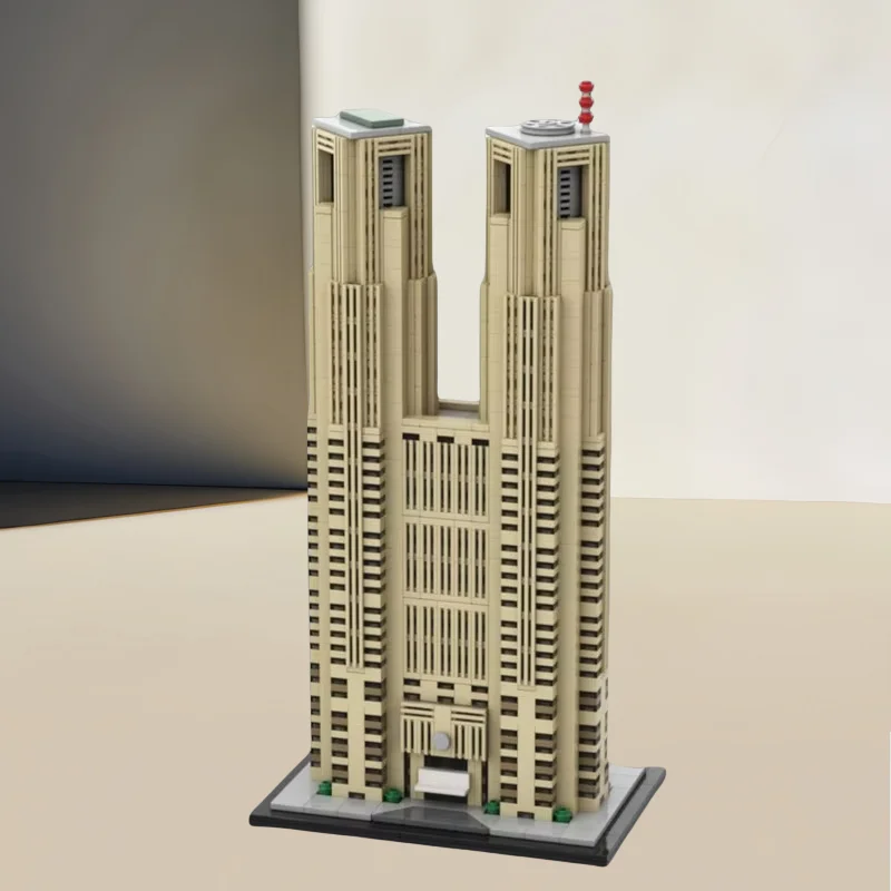 Juguete de bloques de construcción MOC personalizado, serie de rascacielos, edificio del gobierno municipal de Tokio, modelo a escala 1:800, 1972 Uds., montaje creativo