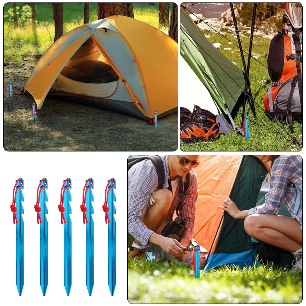 5 Pcs Tent Pegs Triangular Aluminum Alloy Stakes Ground Camping Accessories Triangle Outdoor Travel