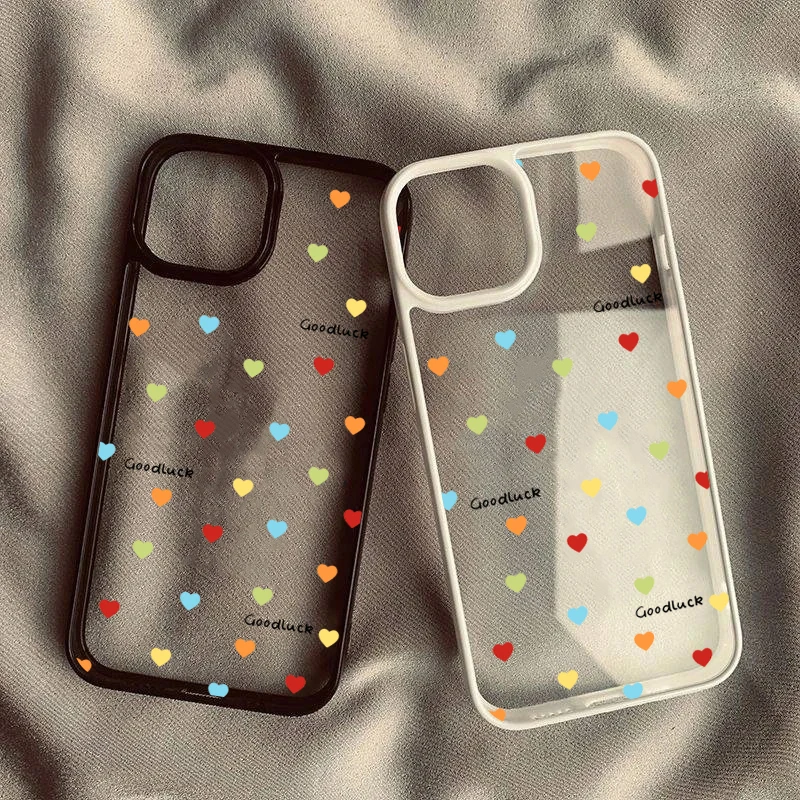 Picture 5: Colorful Love Hearts Transparent Phone Case for Redmi 14C 13C 12C 4G Redmi Note 11 12 13 14 9 8 Pro Plus 5G Cute Hard Back Cover