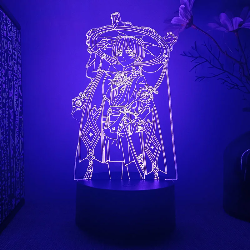 Genshin impact Scaramouche Wanderer Game Figure 3d Led Night Light For Bedroom Balladeer Kunikuzushi Lamp Decor Children's Gift