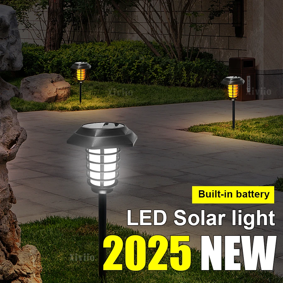 

NEW Solar Pathway Lights White+Yellow Light LED Solar Ground Lamp IP65 Waterproof Garden Decoration Outdoor Solar Spotlights