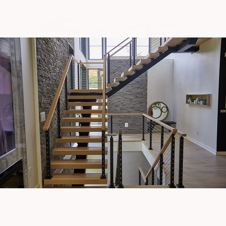 맞춤형 목재 계단 나사형 목재 계단 디딤판 직선형 철제 계단
