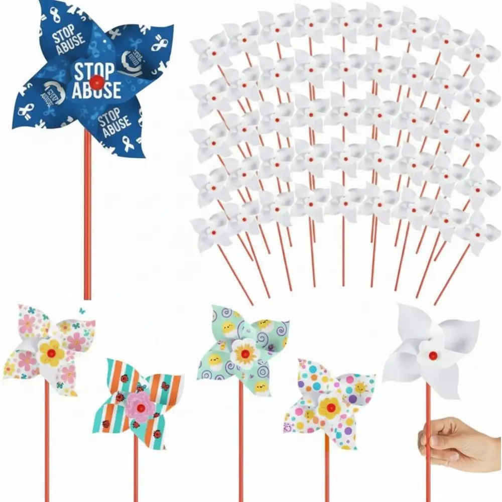 

300 Pack White Blank Paper Pinwheels for Kids Craft Kits, Summer Activities, School & Daycare Art Parties