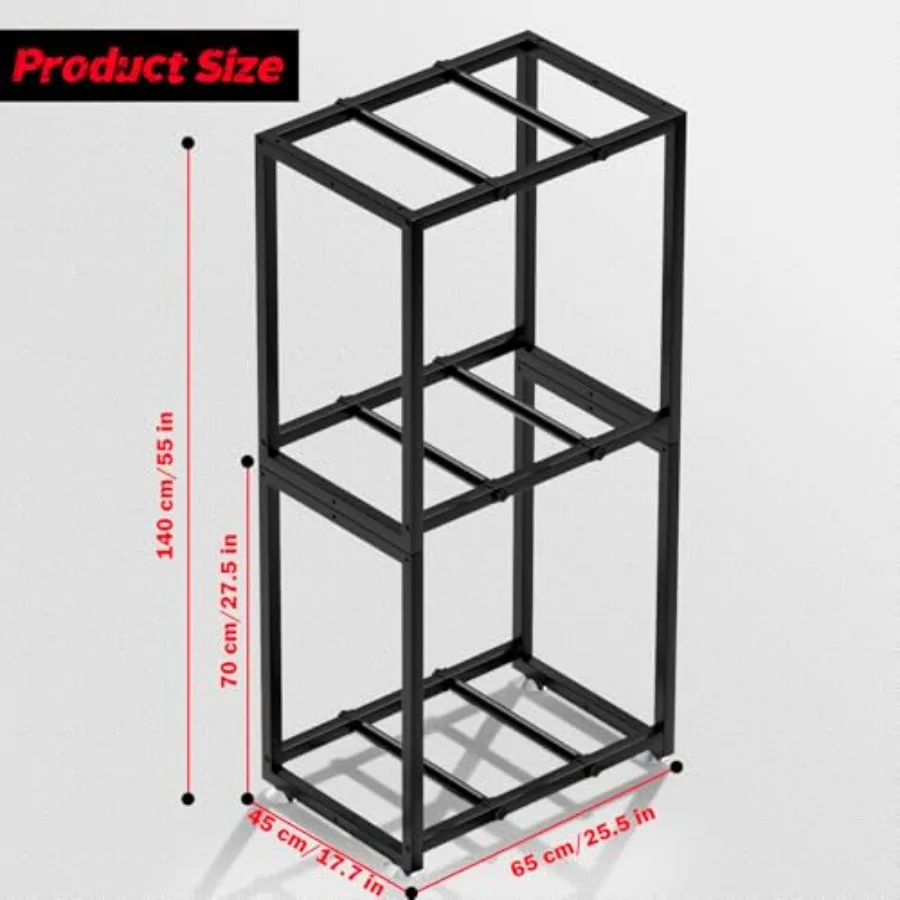 Garage tire rack, heavy-duty steel, black, holds up to 220 lbs, adjustable modular storage organizer