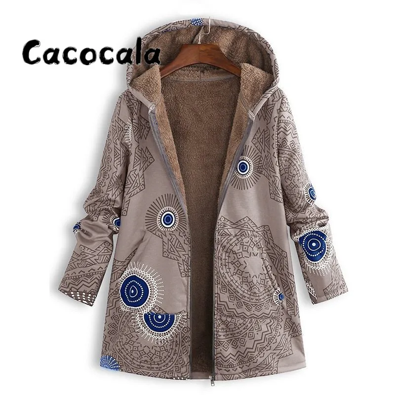 Chaqueta con capucha de manga larga para mujer, abrigo informal con cremallera, estampado esponjoso, talla grande, otoño e invierno, 2023