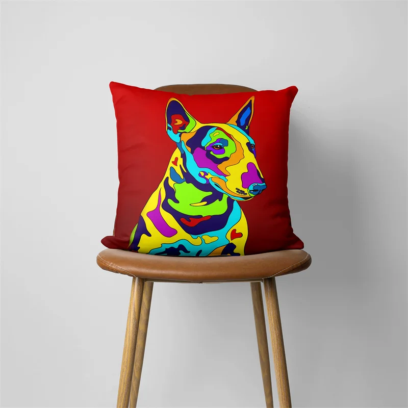 Bull Terrier Series Pillow Case Home Decorative Gift Sofa Car Cushions 45x45cm Square Pillowcase Chair Pillow Cove 525