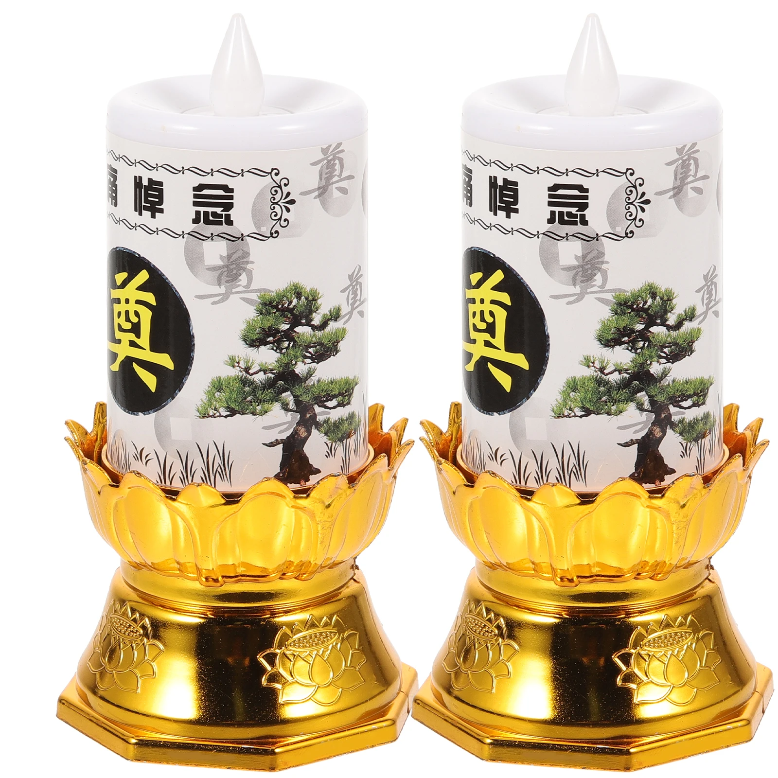 

2pcs Electric Fake Candlelight Lamp Operated LED Grave Candles for Funeral Memorial Cemetery Lighting