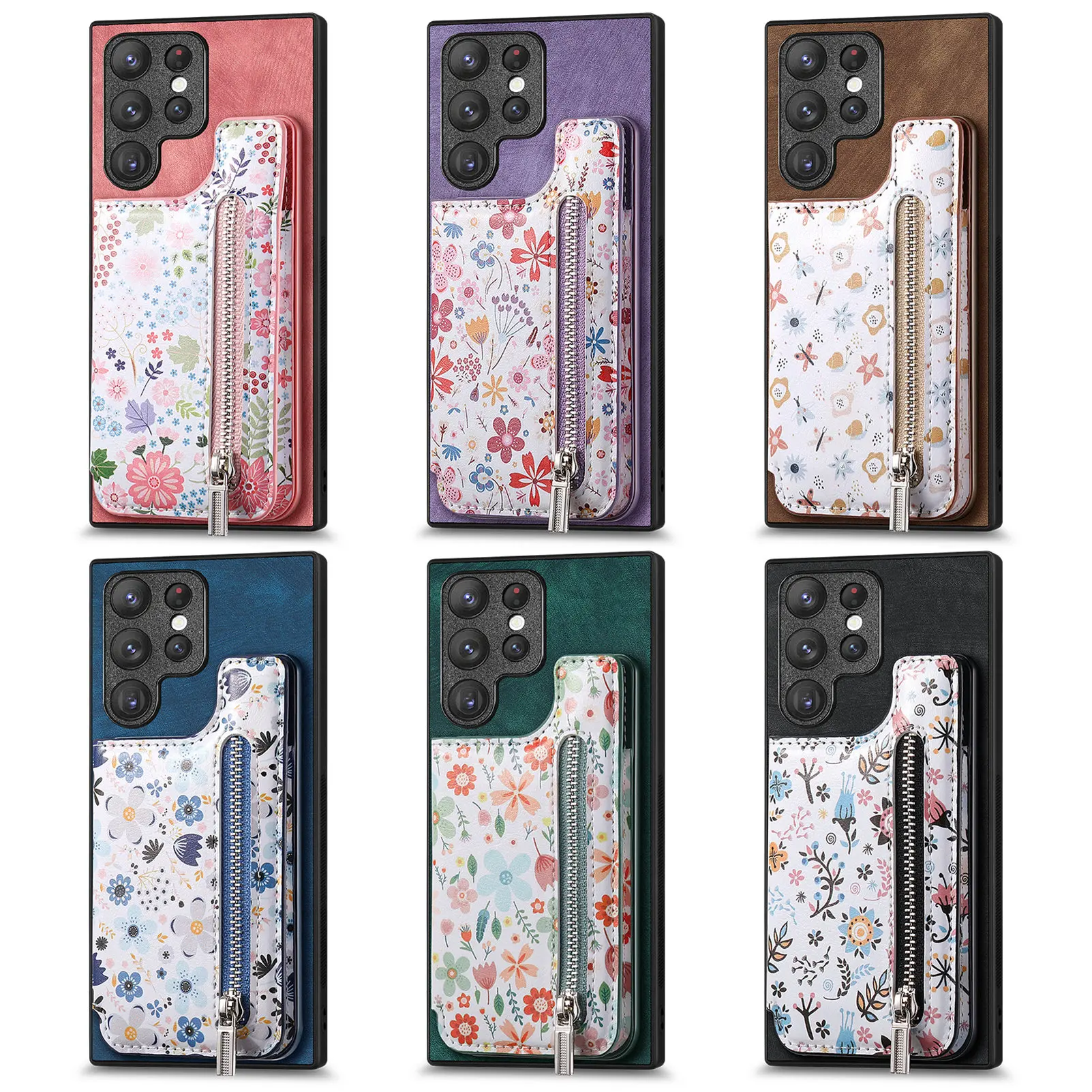 Vintage Zipper Cards Solt Wallet Leather Case for Samsung Galaxy A54 A34 A14 A53 5G S23 Ultra S22 S21 Plus Bag Coin Purse Cover