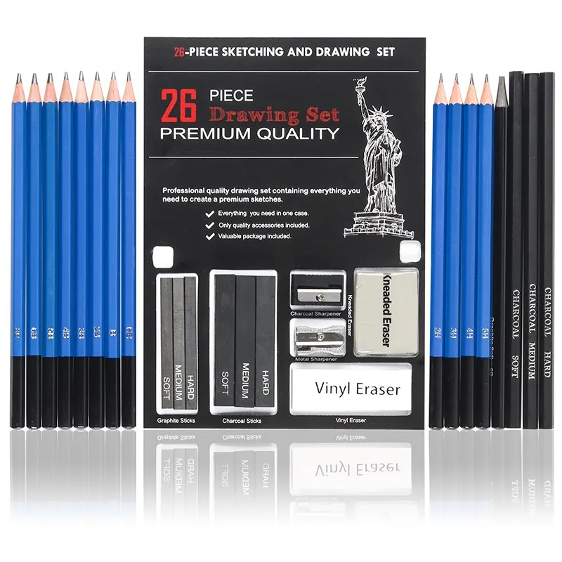 Kalour 26/52pcs Sketch Pencils Set Professional Drawing Aesthetics Stationery Beginner Artist Carbon Graphite Painting Pencil