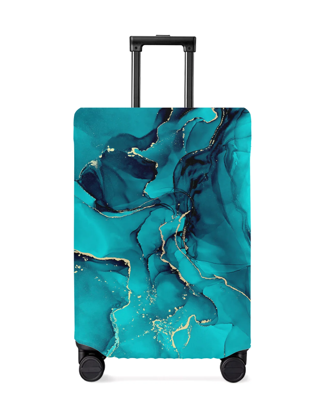 

Aqua Marble Lines Luggage Cover Stretch Suitcase Protector Baggage Dust Case Cover for 18-32 Inch Suitcase Case Travel Organizer