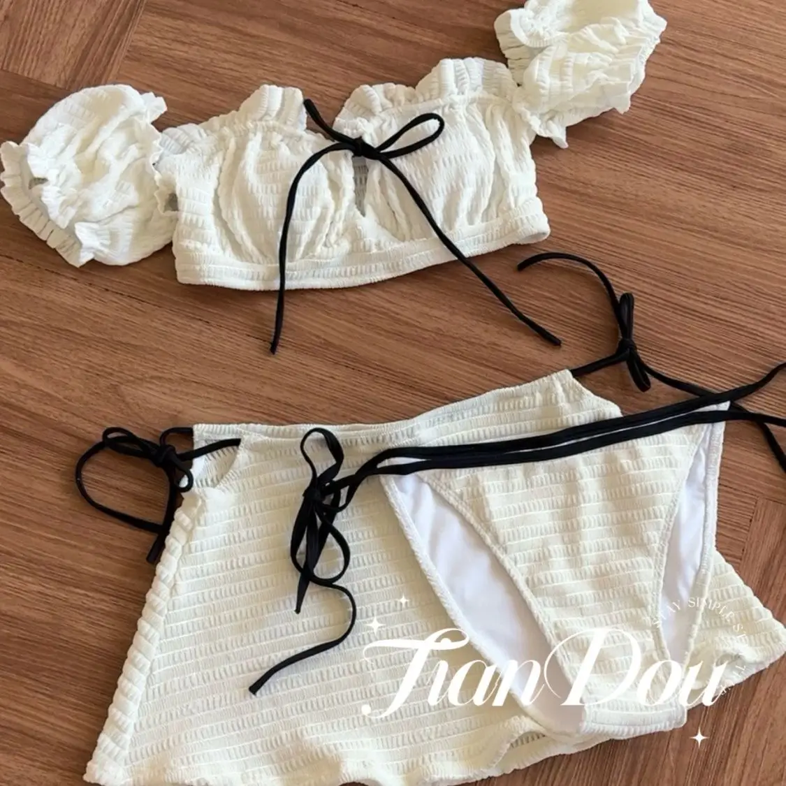 Summer Elegant 3-Piece Bikini Set Women Feeling Swimsuit Cover-Up Skirt Beach Vacation Sexy Bathing Suit Chic