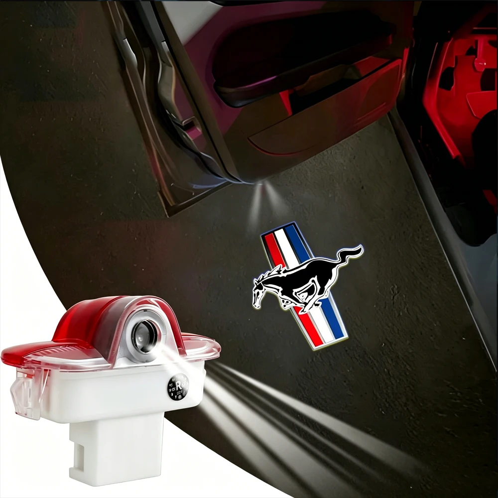 2 luces LED de bienvenida para puerta de coche, proyector de luz decorativa para Ford Focus ST mk2 mk3 Mustang Kuga CHIA-X S-MAX 2007-2013