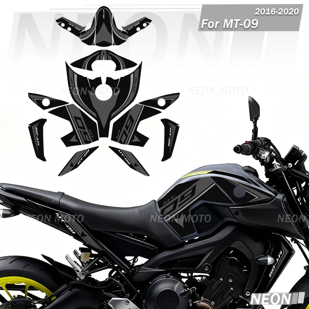 For Yamaha MT09 FZ MT- 09 Motorcycle Fairing Stickers Tank Pad Protector Fender Windshield Handguard Decal kit 2016-2020