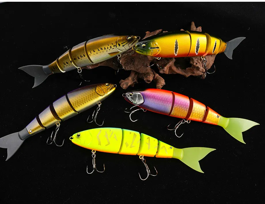 2 Stück/Set Riesiger Angelköder 250mm Sinkender Swimbait 4-teilig Gelenkiger Köder für Bass und Wels Harter Swimbait – Detail 11