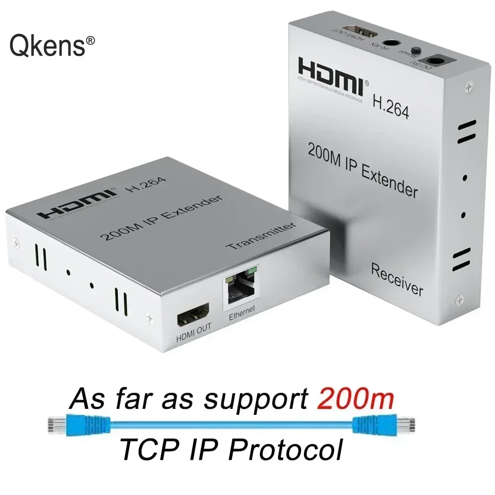 H.264 200m IP HDMI RJ45 Ethernet Extender Via CAT6 Cable 1080p Video Converter Transmitter Receiver for Camera Laptop PC To TV