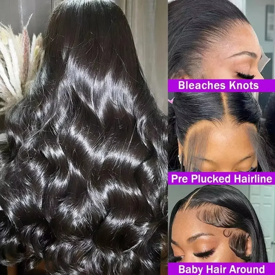 Hd Lace Wig 250Density 13x6 Body Wave Lace Front Human Hair Wigs 40 30 Inch Deep Wave Lace Frontal 100% Brazilian Human Hair Wig image 2