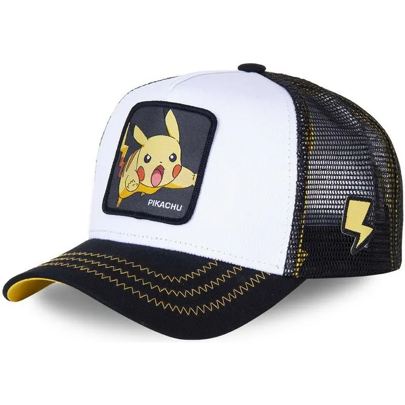 Pokemon Series Cute Cartoon Leather Kachu Psyduck Summer Net Hats Ventilated Men\'s and Women\'s Baseball Caps Hip Hop Fashion