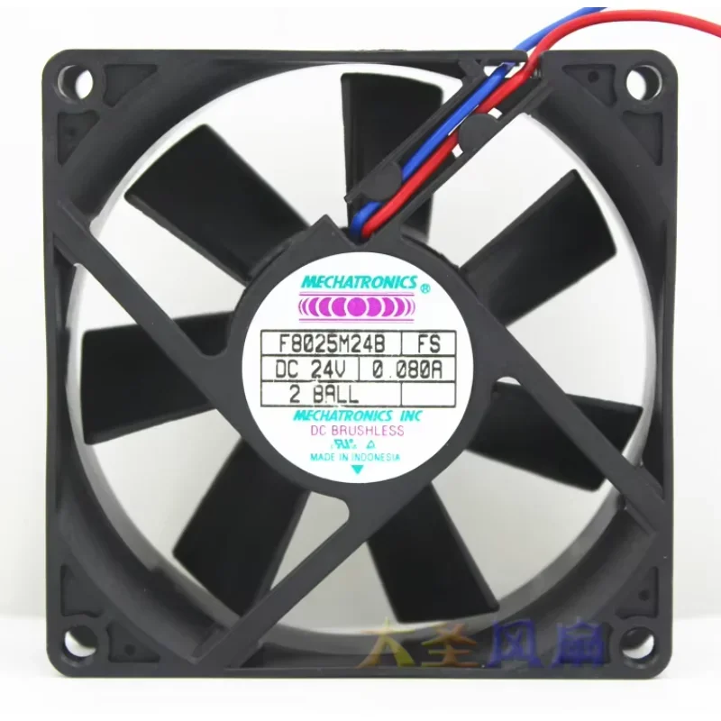 MECHATRONICS F8025M24B FS DC 24V 0.08A 80x80x25mm 2-Wire Server Cooling Fan