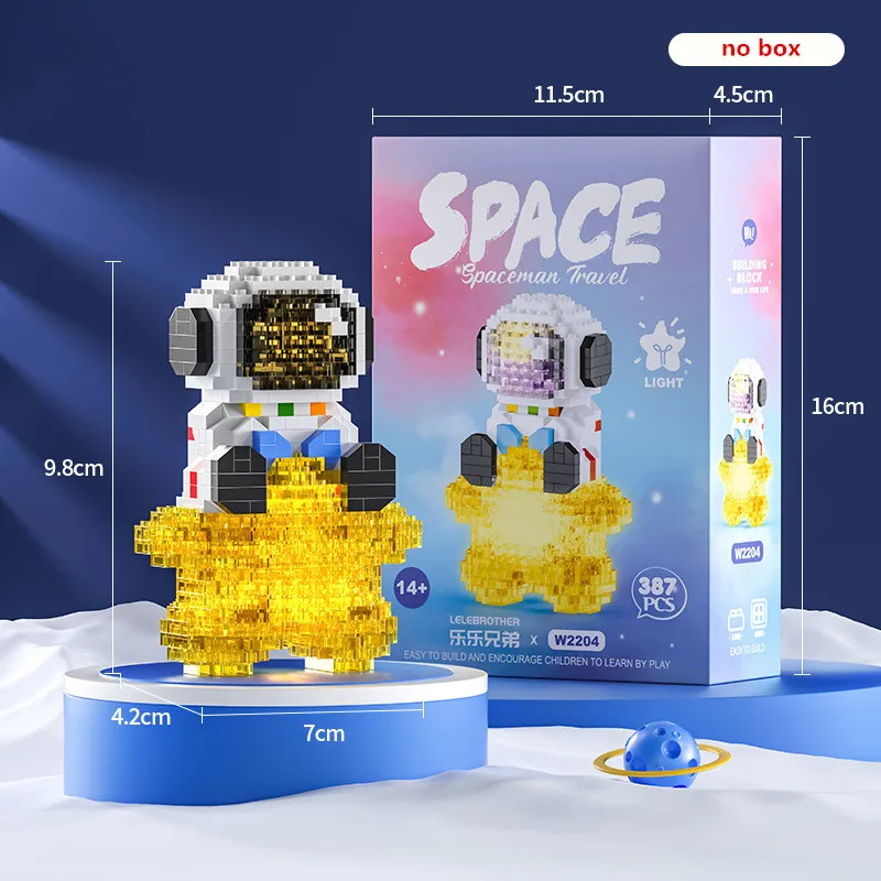 Micro Building Blocks Space Aerospace Series Glowing Astronaut Figure With Light DIY Bricks Set Toys For Children Christmas Gift