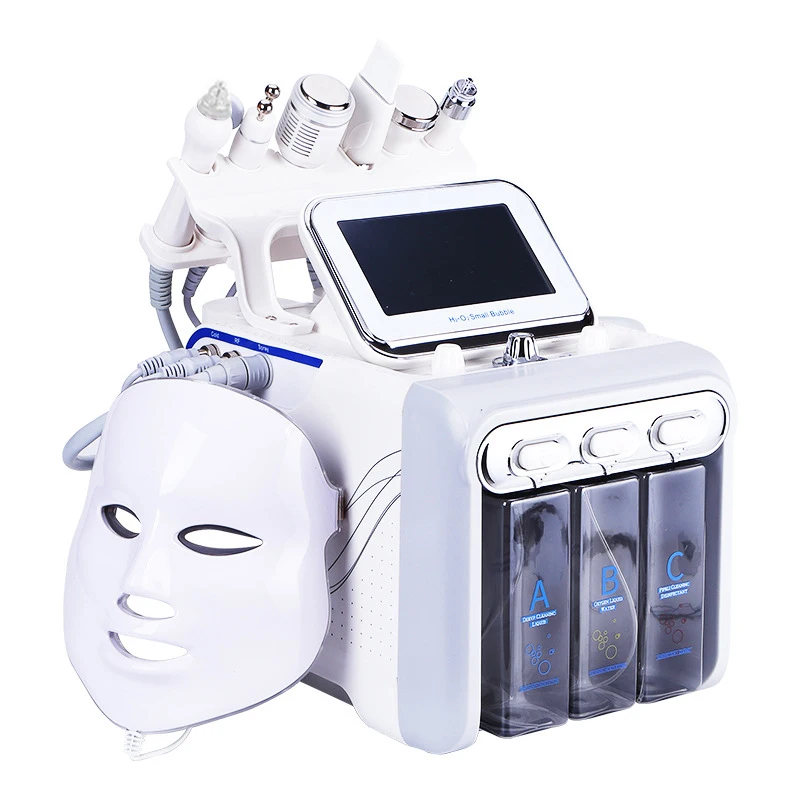 7 in1 Small Bubble Hydrogen Oxygen Facial Beauty Machine with Trolley Multifunctional Face Cleansing Skin Rejuvenation Sprayer