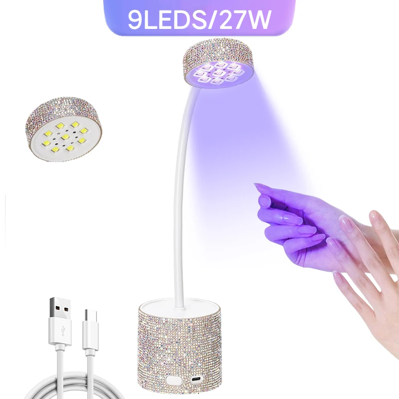 

27W Mini Gel Polish Drying Lamp Rechargeable UV LED Nail Lamp Goosenecks Cordless Nail Lamp For Quick Drying Nail Gel Polish