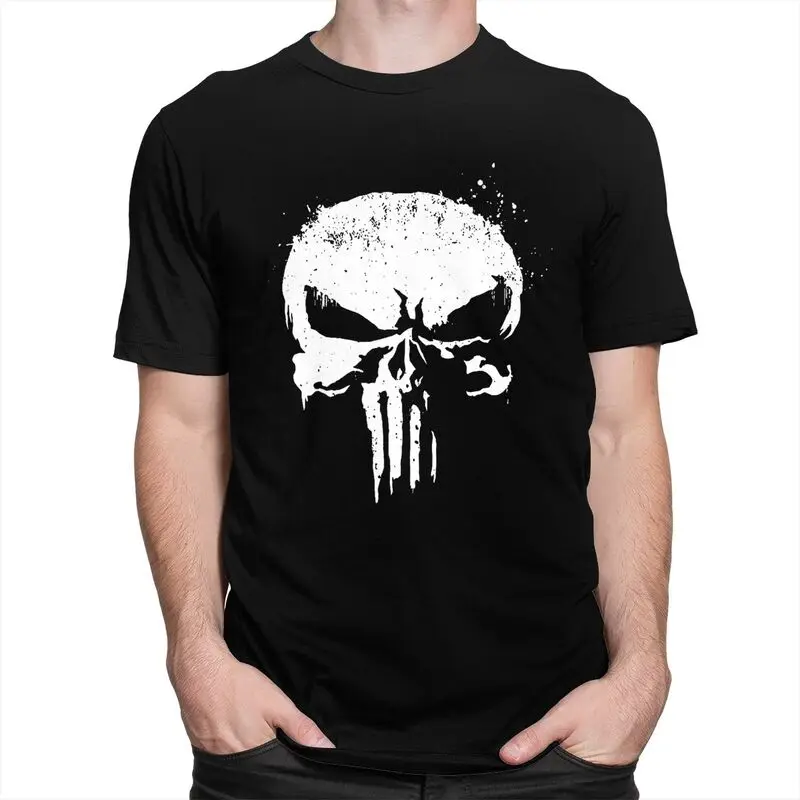 Custom Vintage Skeleton Punisher Skull T Shirts Short Sleeve Cotton Tshirt Fashion T-shirt Leisure Tees Oversized Clothing