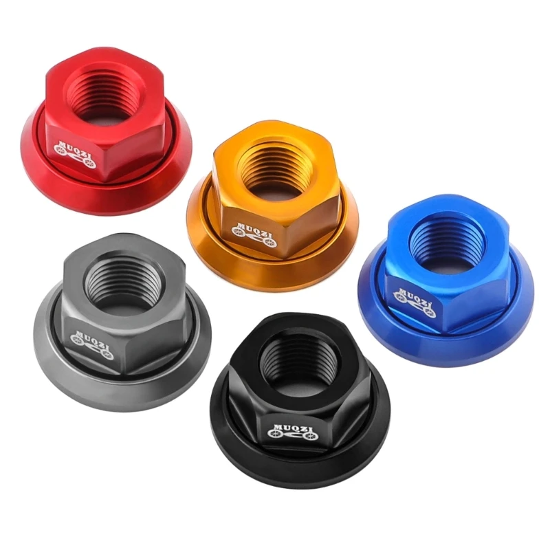 Bike M10 Hubs Nut Flanged Before Rear Wheel Lock Screw Aluminum Alloy Bikes Wheel Axle Nut Bolt Bike Foldable Fixed Gear