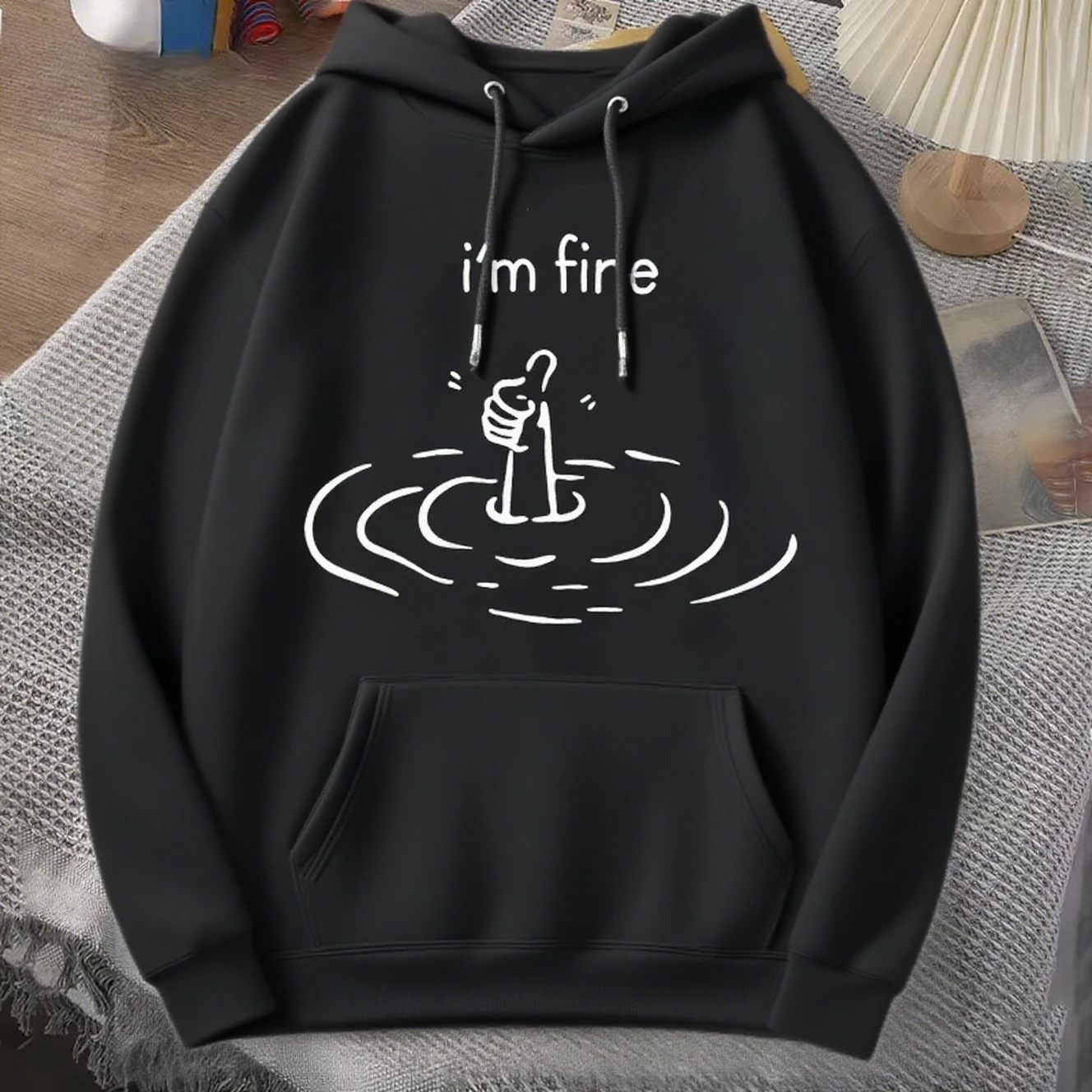 

I'm Fine, Graphic Printing, Autumn and Winter Pure Cotton Men's and Women's Hoodies, Casual Outdoor Street Sports Training,