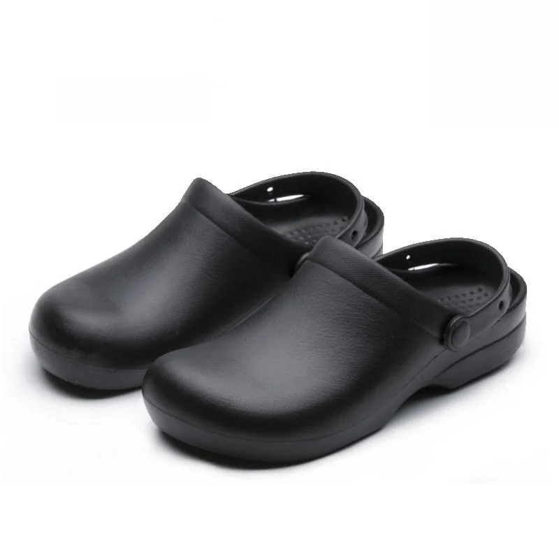 Cook Chef Work Shoes Non-slip Restaurant Shoes Men Sandals Kitchen Slip-on Black