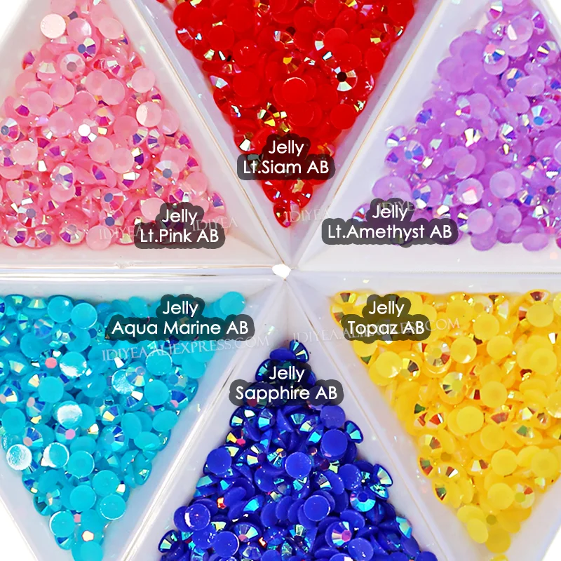 Wholesale Jelly AB Resin Non Hot Fix Rhinestones Cтразы Flatback Plastic Crystals Strass Glitters Stone Bulk Big Package for DIY